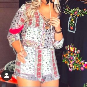 American Eagle Deep V cross Romper